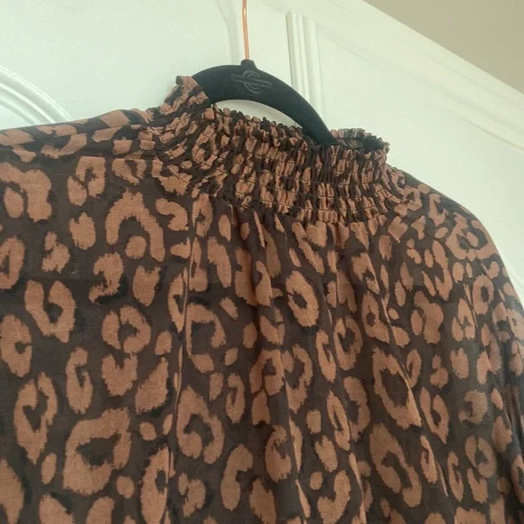 Dynamite Mock Neck Animal Print Blouse - Picture 4 of 8